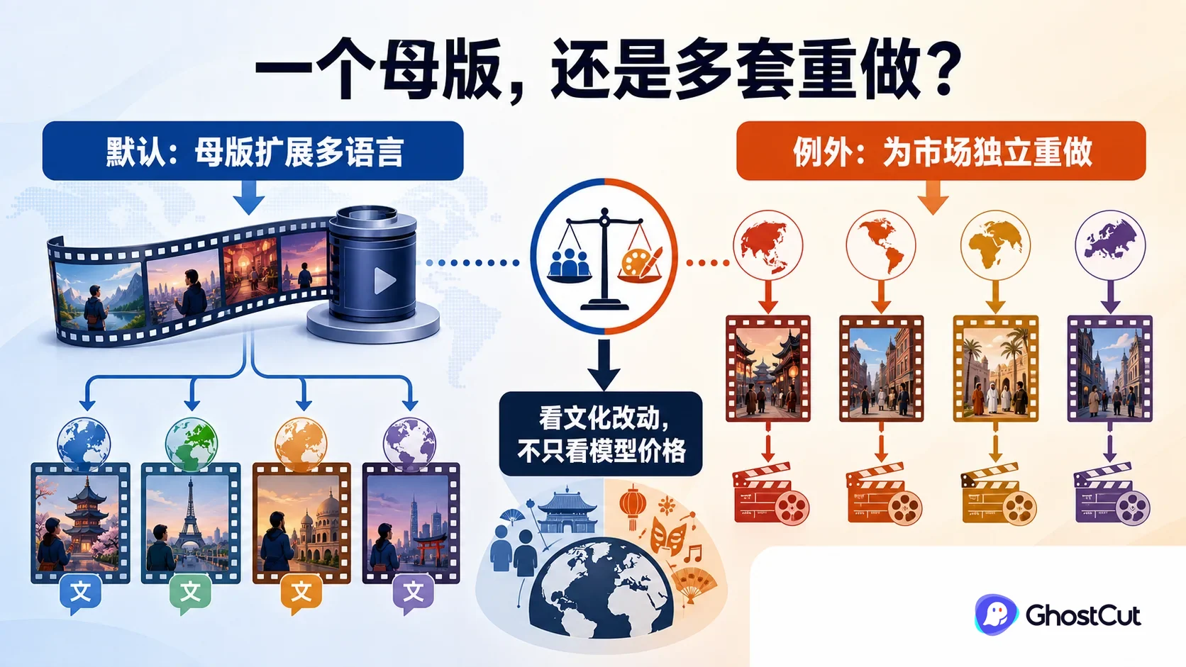 高质量母版扩展多语言与按市场独立重做两条短剧多语种生产路线