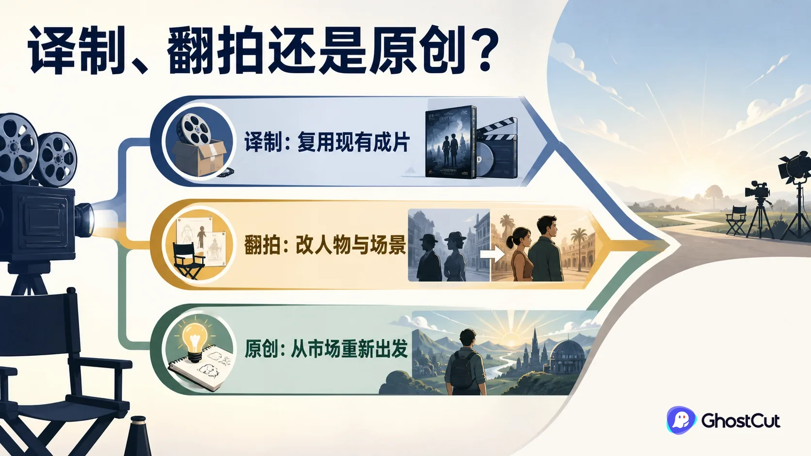 同一个短剧故事分别走向翻译版、本土翻拍和海外原创三种制作路线